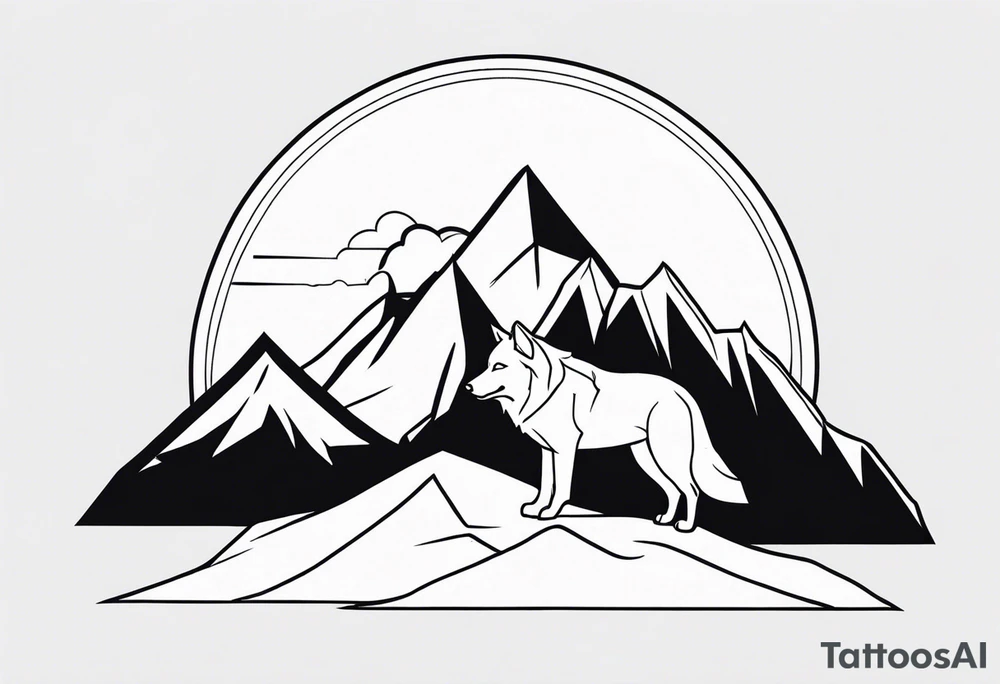 Mountain and Wolf tattoo idea