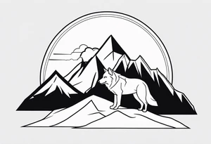 Mountain and Wolf tattoo idea