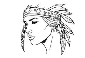 Female Native American wearing headband tattoo idea