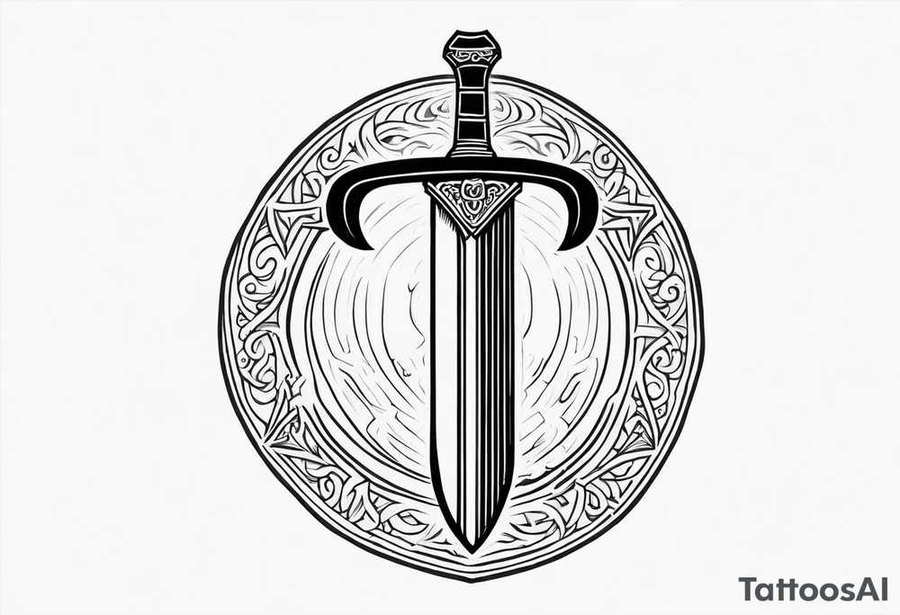 Valhalla shield sword 
axe steps tattoo idea