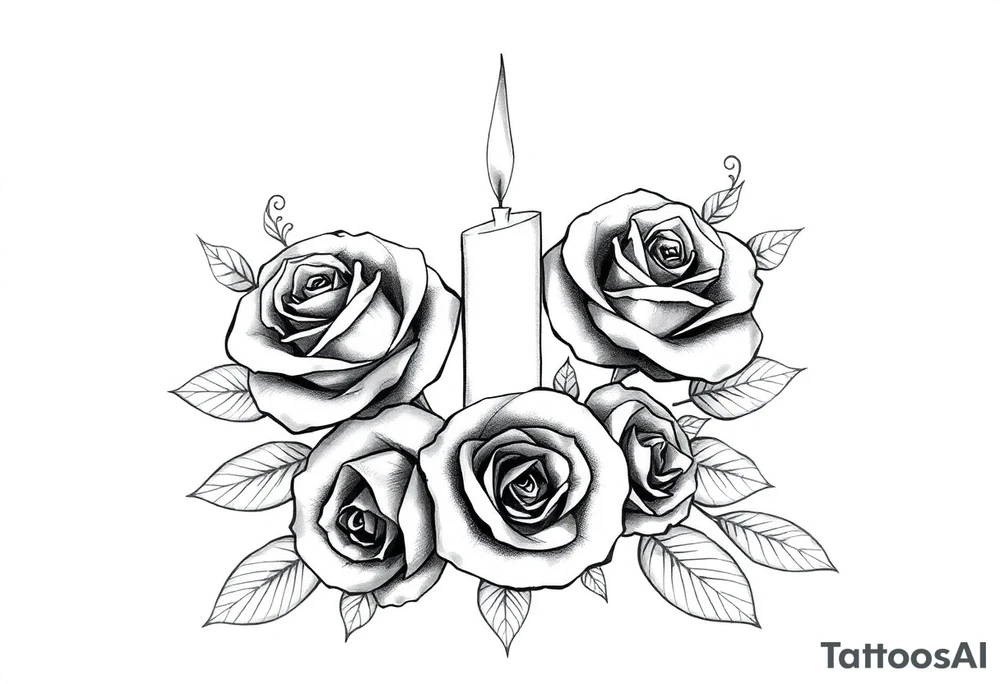 Passed love one, roses, candles, blue tattoo idea