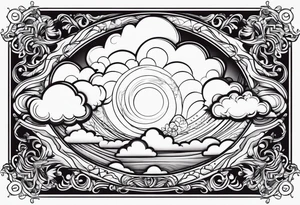 clouds swirl frame vignette tattoo idea