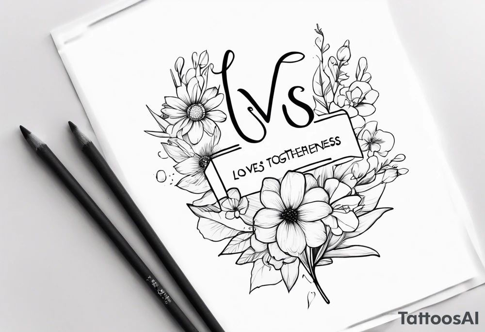 November flower and July flower with the words 
Love is togetherness tattoo idea