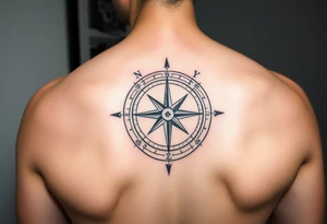 Tattoo with a compass and the constellation Aquarius tattoo idea