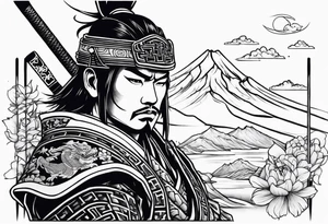 Samurai delt stancil tattoo idea