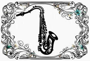 saxophone music notes cassette tattoo idea
