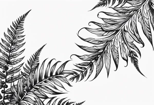 Fern leaf and flower tattoo idea