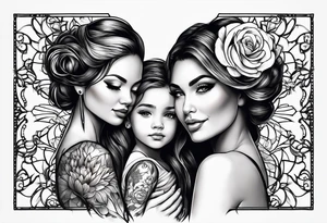 Mothers bond with three daughters, faces turned away tattoo idea