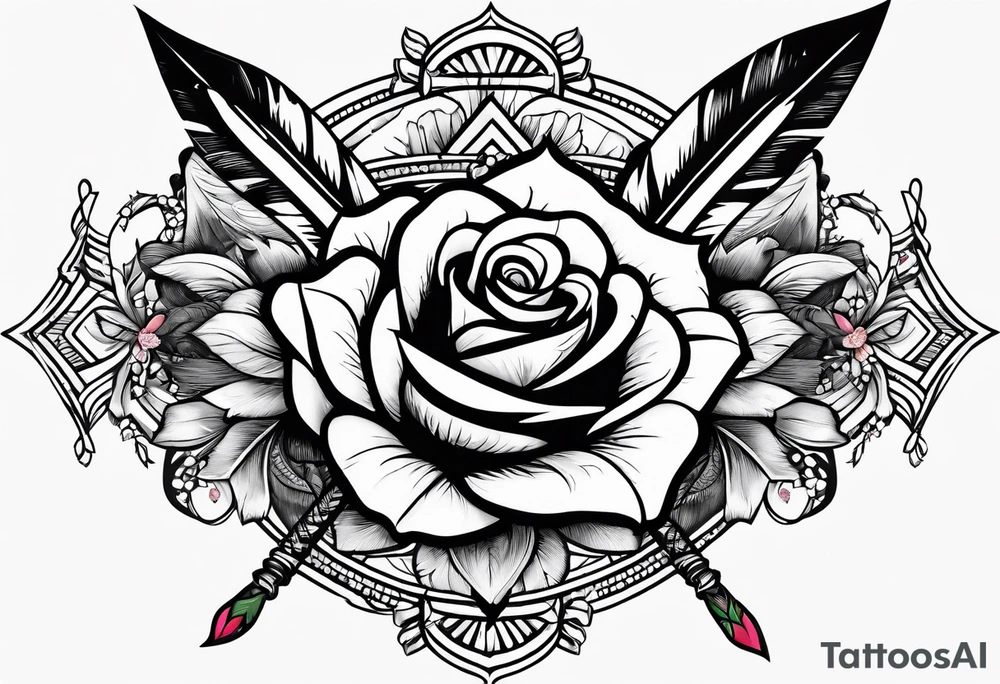 indian arrows with a rose tattoo idea