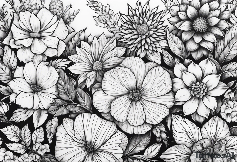 Plant sleeve no flowers tattoo idea