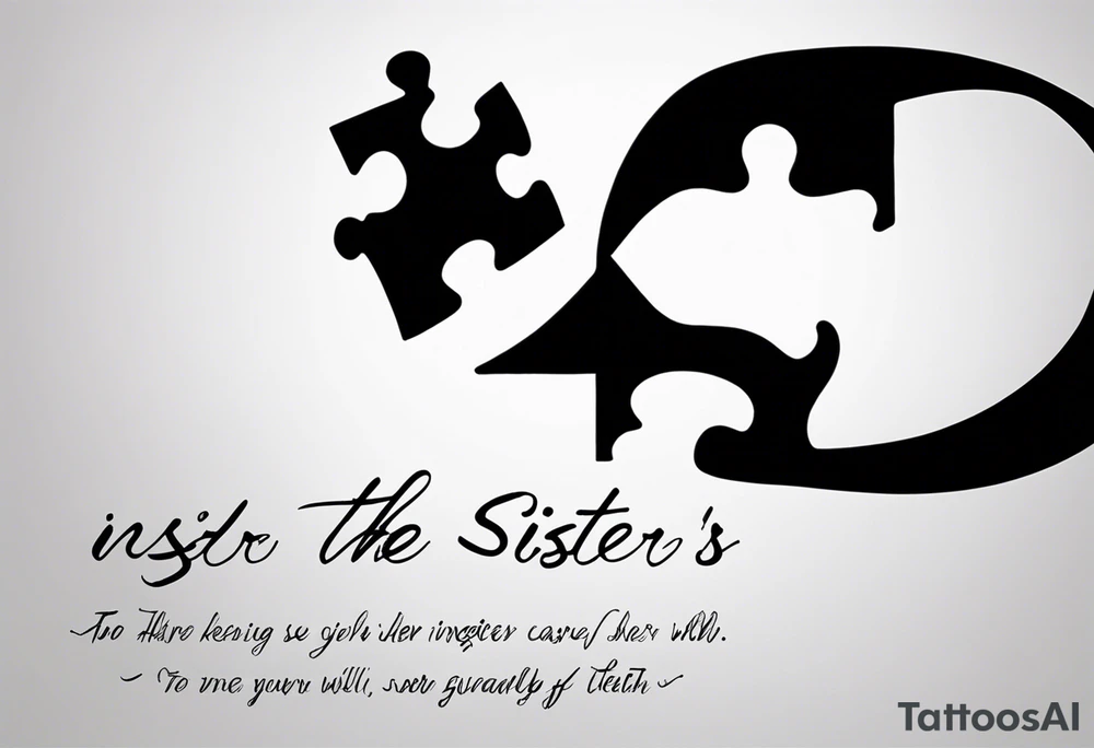 Puzzle Piece: A fine, clean outline with no shading, keeping the design light and elegant. Two pieces connected. 
Handwritten Text: inside the puzzle piece, your sister’s words “to my favorite sister,” carefully preserving the integrity of her handwriting.
This will create a balanced, meaningful design that's simple yet full of emotion—perfect for a small ankle tattoo. tattoo idea