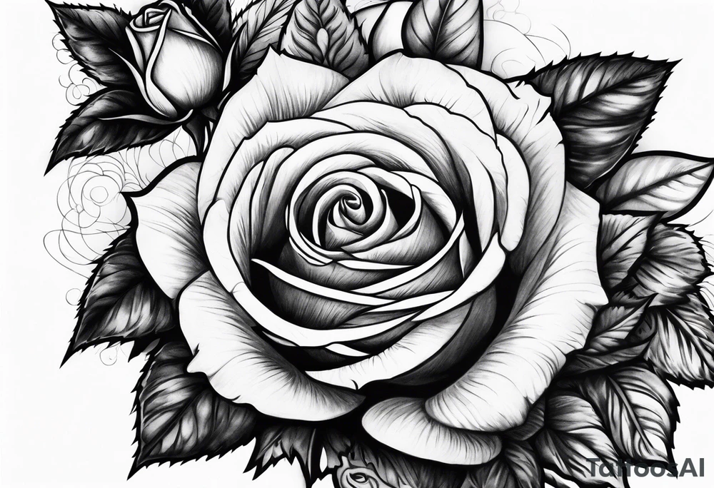 Dagger piercing roses tattoo idea