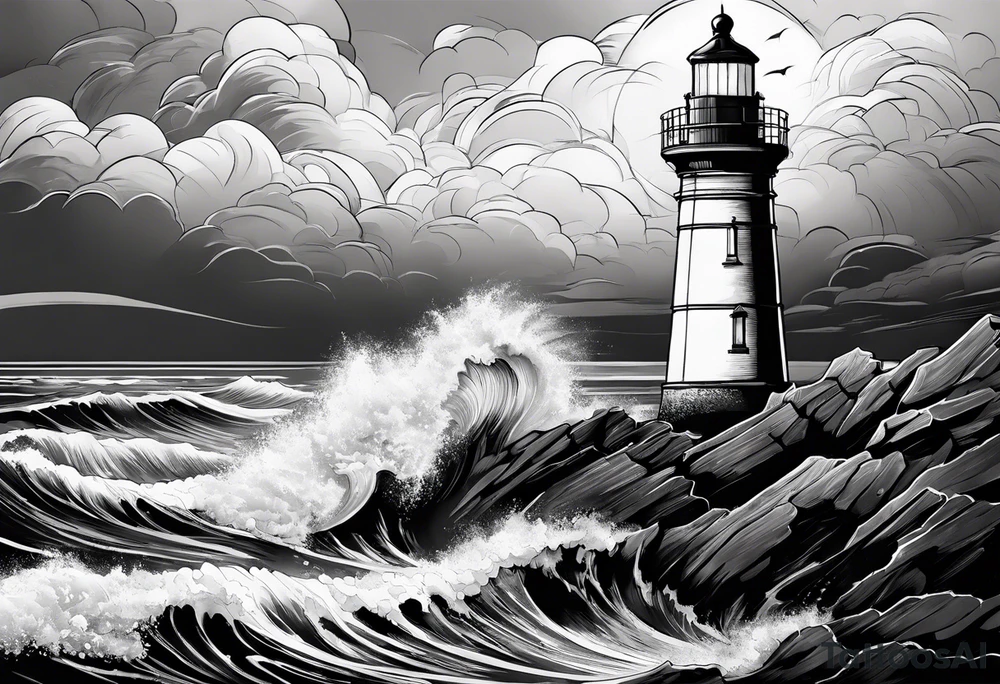 lighthouse in a storm tattoo idea