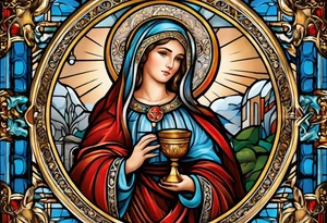 holy saint barbara with canons and a chalice tattoo idea