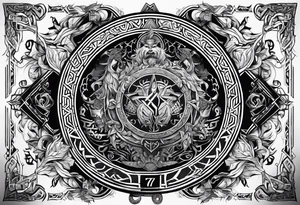 gods of Scandinavian mythology and runes tattoo idea