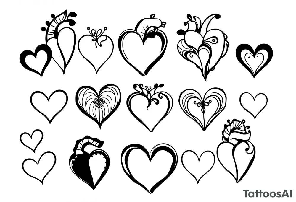 12 unique hearts tattoo idea