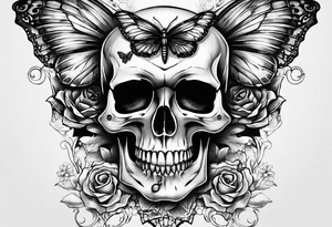 Skull wearing buttefly tattoo idea