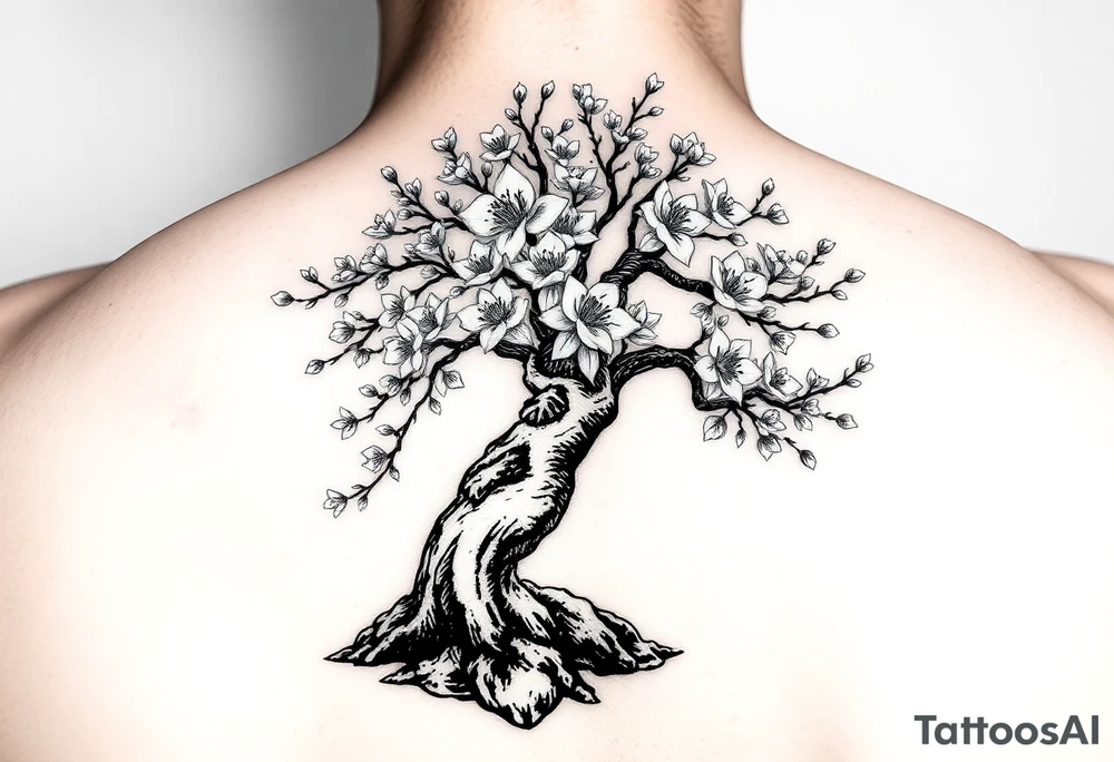 Bonsai weeping cherry blossom tree of life tattoo idea