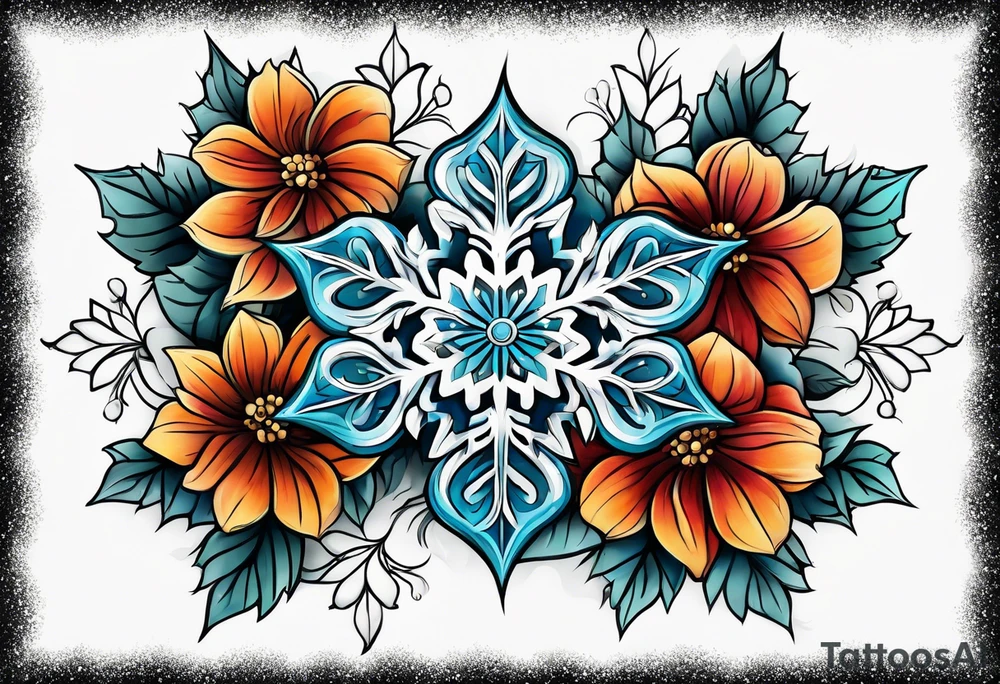 snowflake , flower tattoo idea