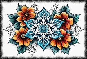 snowflake , flower tattoo idea