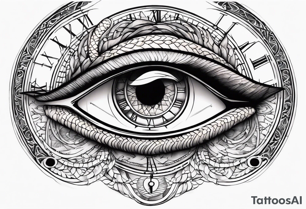 human eye wrapped around snake and pupil is a clock tattoo idea human eye wrapped around snake and pupil is a clock tattoo idea