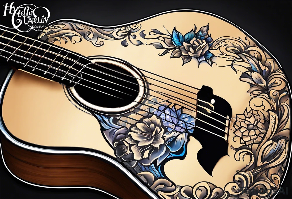 Acoustic Guitar hello darlin tattoo idea