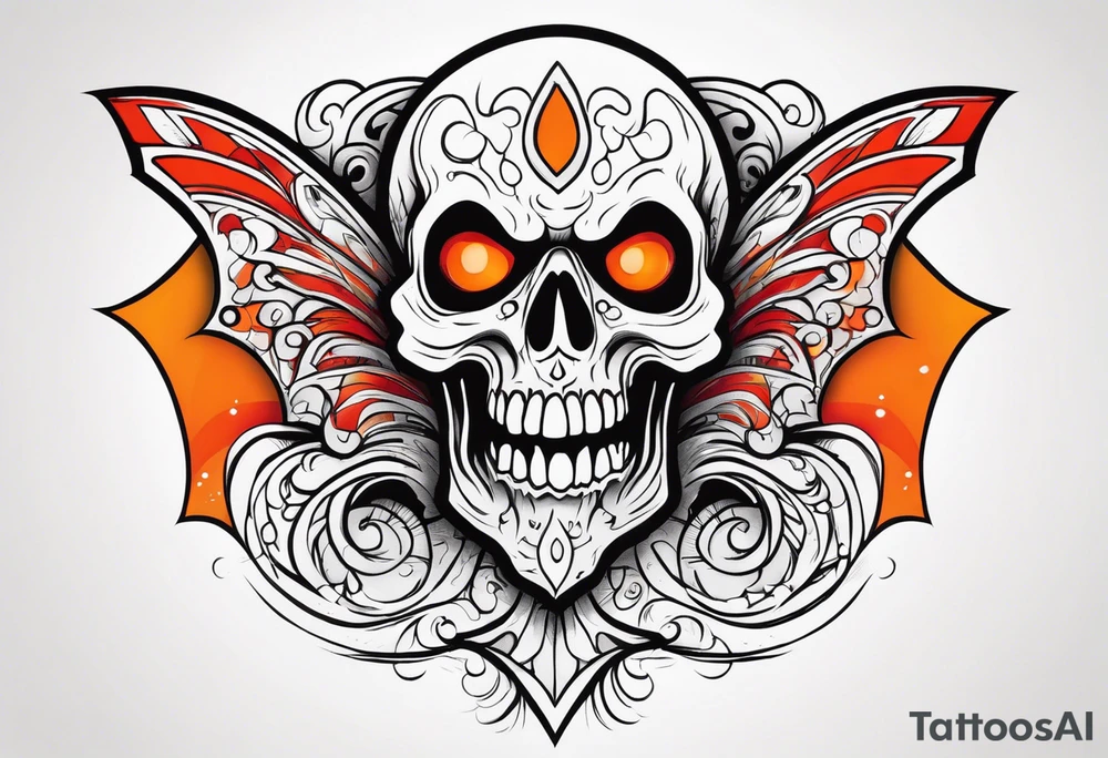 Ghost of skull that is red and orange tattoo idea