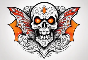 Ghost of skull that is red and orange tattoo idea