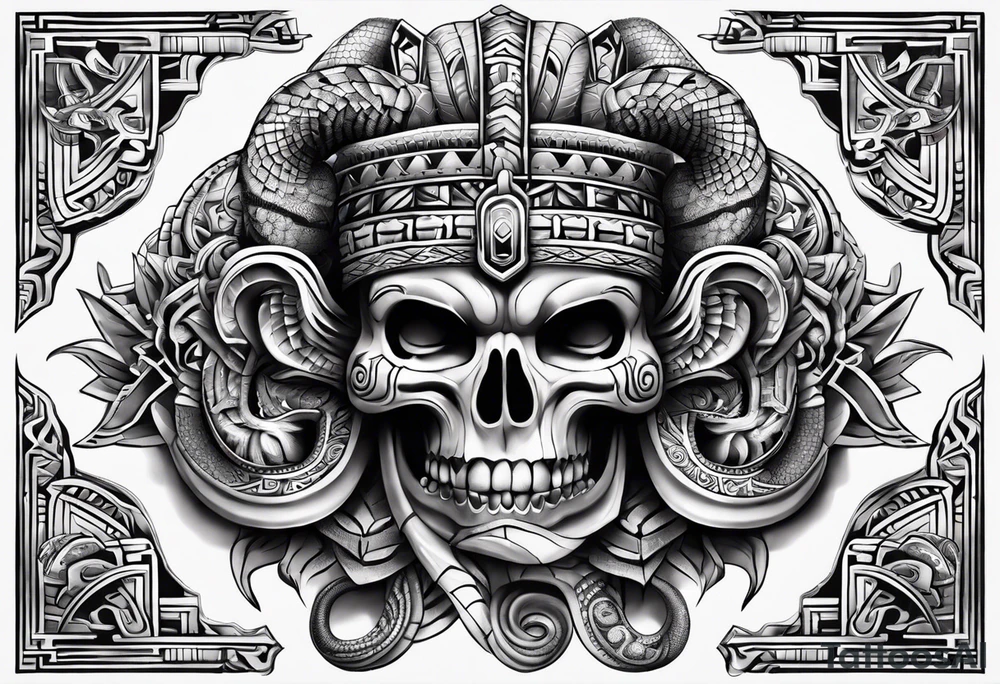 aztec snake sleeve tattoo idea