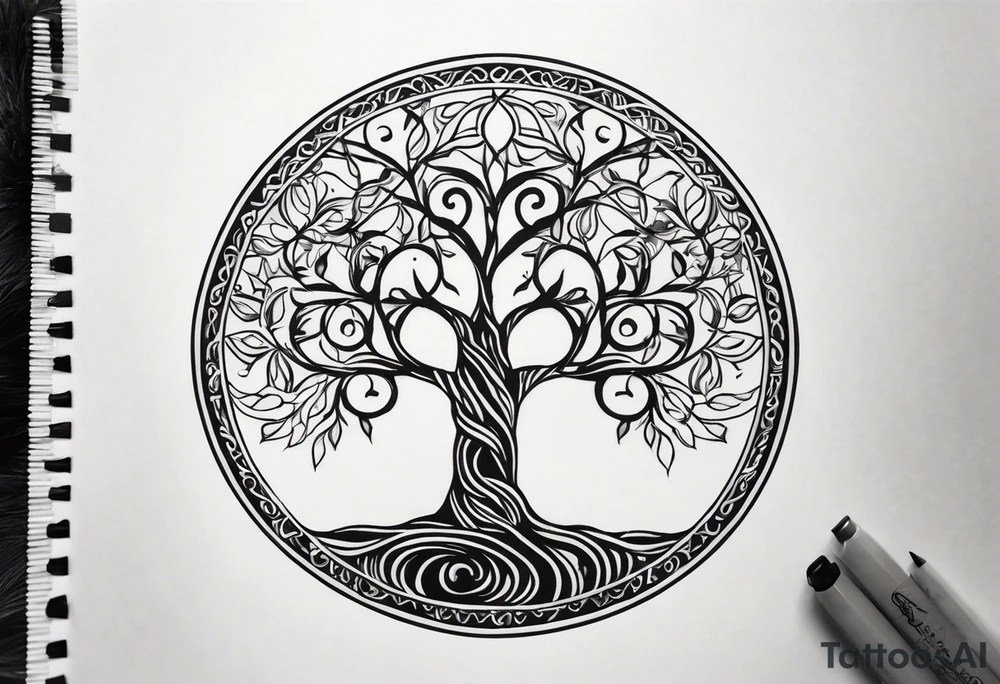 Tree of life with two dates tattoo idea