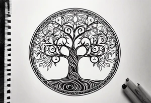 Tree of life with two dates tattoo idea