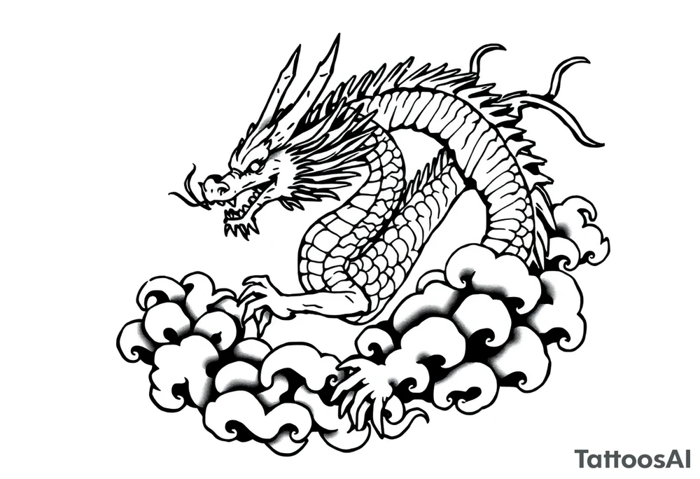 dragon in clouds tattoo idea