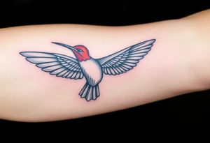 hummingbird with wings made of hieroglyphic symbols(only red , blue and black are possible colors) tattoo idea