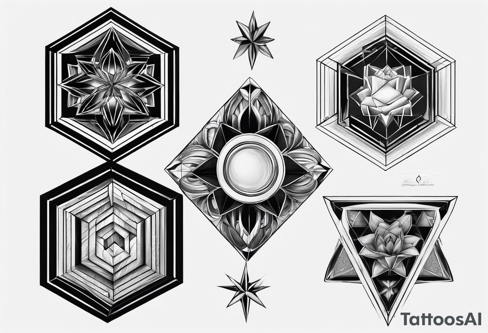 6 sided 3D geometry tattoo idea