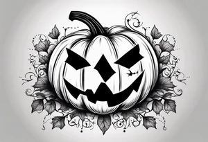 Scary Halloween pumpkin with vines tattoo idea