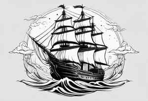 ship in ocean tattoo idea