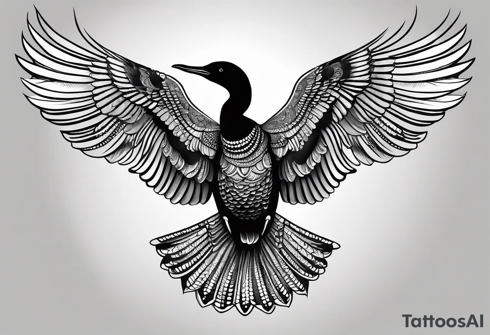 Loon stretching wings tattoo idea