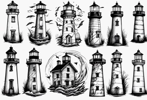Rundown lighthouse spooky tattoo idea