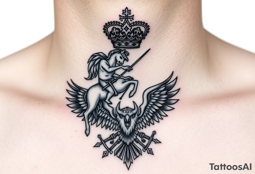 St. George slaying the dragon (hugely common in Russian Orthodox art)
Russian imperial crown above the eagle
Crossed swords or a Russian sabre
The Kremlin or St. Basil's Cathedral scene tattoo idea