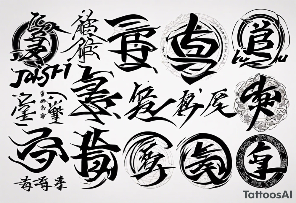 Powerful tattoo writing Jiu-Jitsu with Strong shadows and lines tattoo idea