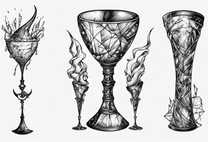 Shattered glass goblet unicorn horn tattoo idea