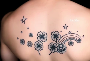 Stars swing four leaf clovers and rainbows tattoo idea