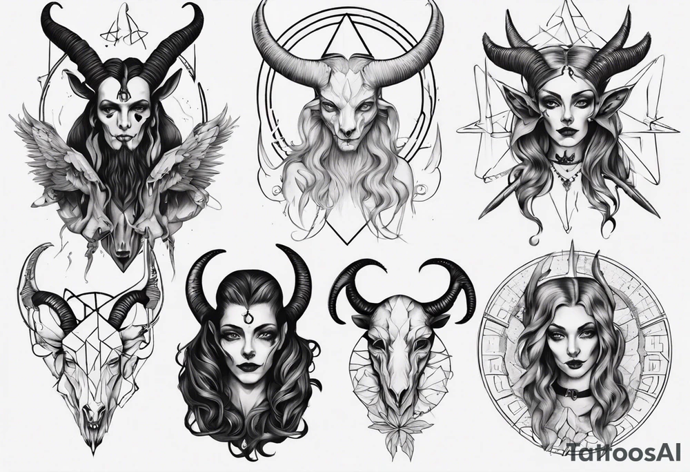 human like Baphomet friendly but dark and large no flowers tattoo idea human like Baphomet friendly but dark and large no flowers tattoo idea