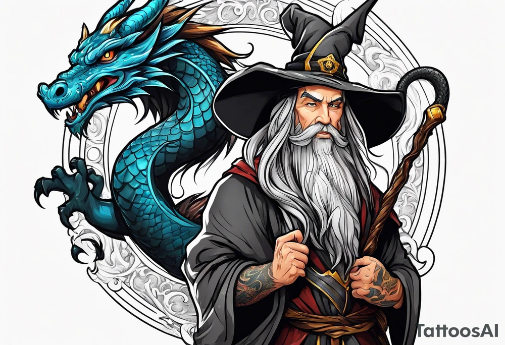Wizard with dragon tattoo idea