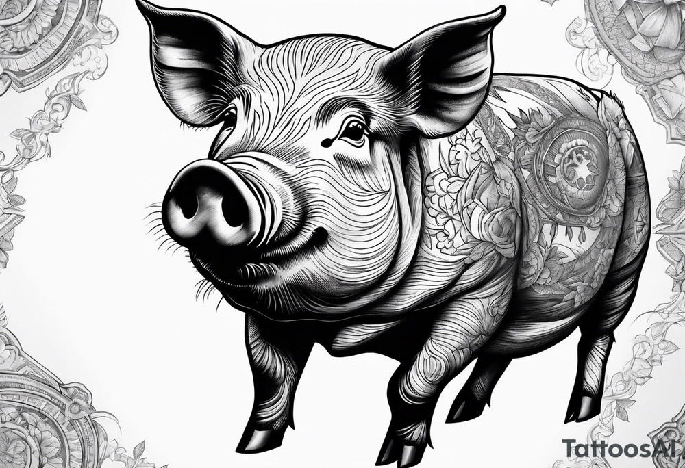 Butchers map of a pig tattoo idea