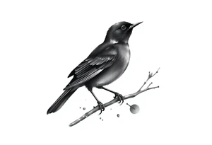 Male European Blackbird on a branch tattoo idea tattoo idea