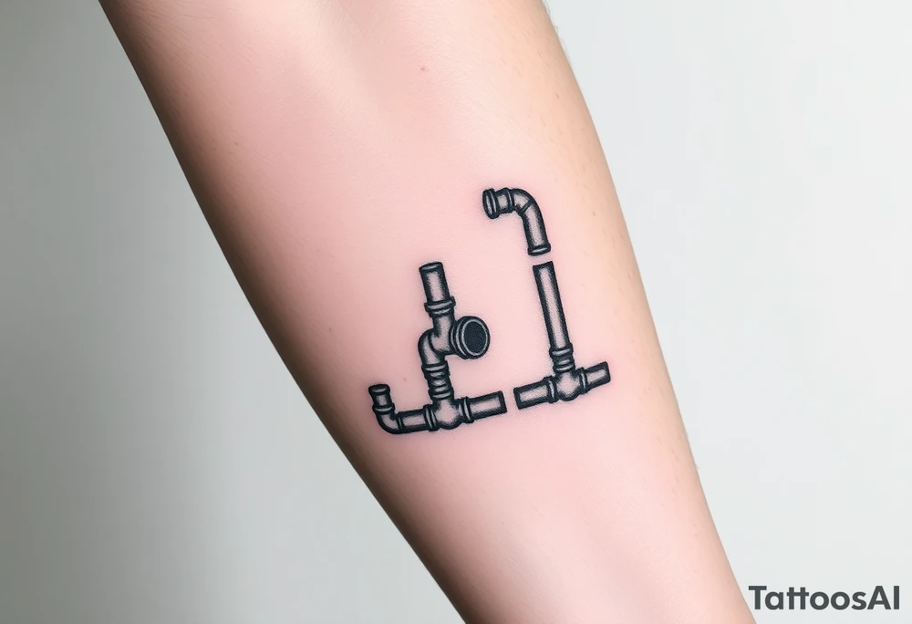 extremely detailed system of plumbing pipes with each pipe ending without a curved pipe tattoo idea