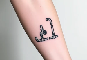 extremely detailed system of plumbing pipes with each pipe ending without a curved pipe tattoo idea