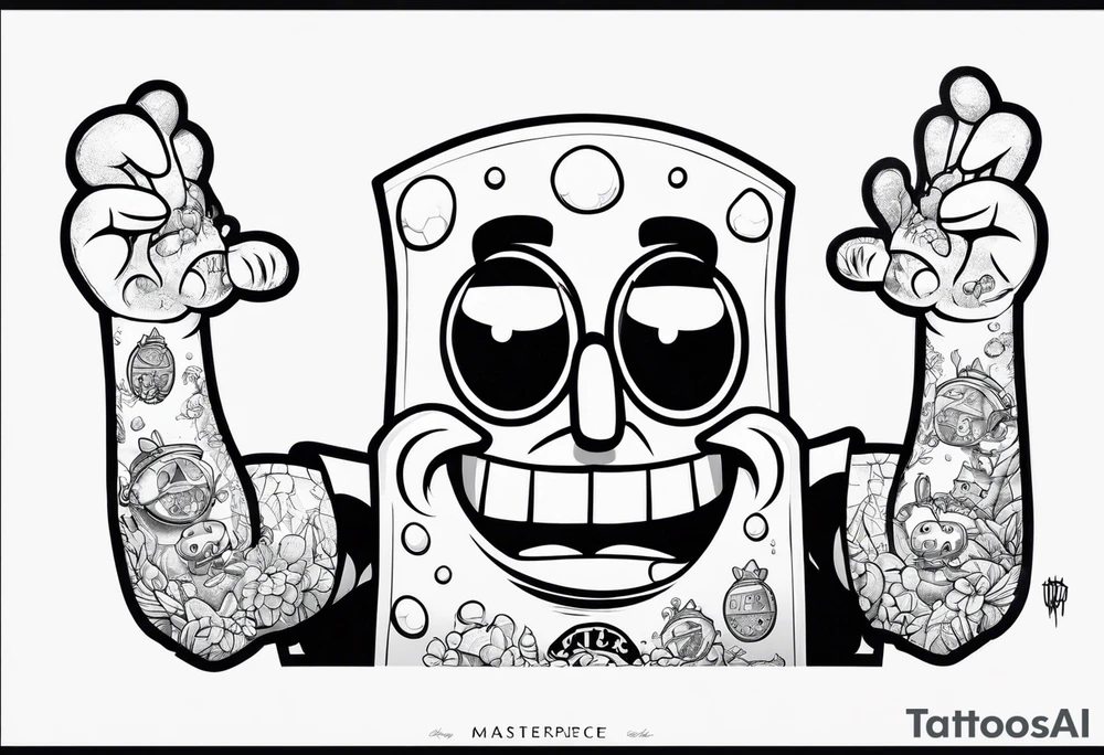 SpongeBob hanging with stone cold Steve austin tattoo idea SpongeBob hanging with stone cold Steve austin tattoo idea