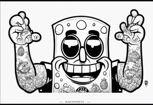 SpongeBob hanging with stone cold Steve austin tattoo idea